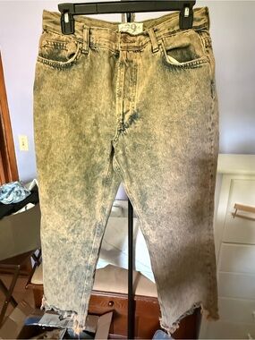 We The Free Maggie Straight Distressed Acid Wash Jeans